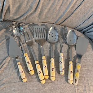 Ceramic-Handle Yellow Floral Kitchen Utensil Set - 8 Piece